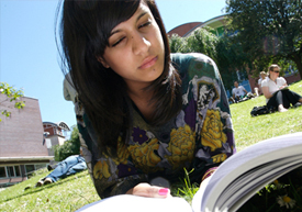 Student studying outside