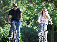 Couple on bikes