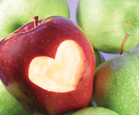 An apple with a bite taken out of it