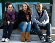 Students on the steps outside NTU